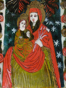 Reverse painted glass depicting Mary and Child - After Treatment